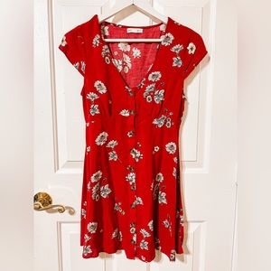 Red summer floral dress